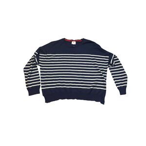 sundry striped lightweight sweater sz 3 / L merino wool cashmere blend navy blue